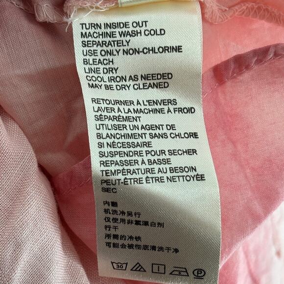 Free People Pink Ombre Tie Dye Eyelet Linen Trapeze Flowy Mini Dress - Picture 11 of 11